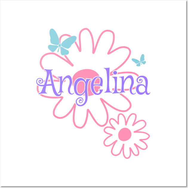 Angelina Girls Name Daisy Butterflies Wall Art by xsylx